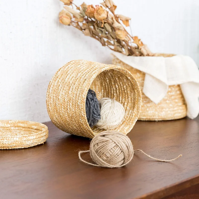 Natural Seagrass Woven  Decor  Rattan Corn Husk Moses  Fruit  Bowl Basket