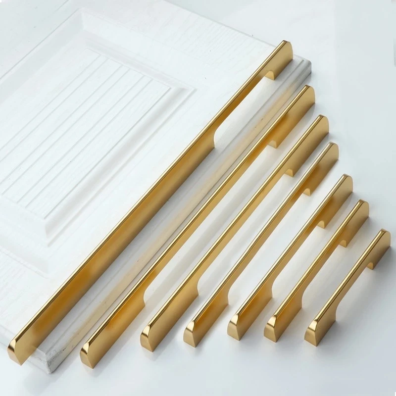 Furniture Handles Black Golden Cupboard Wardrobe Pulls Solid Aluminum Kitchen Cabinets Pulls Handles for Cabinets and Drawers