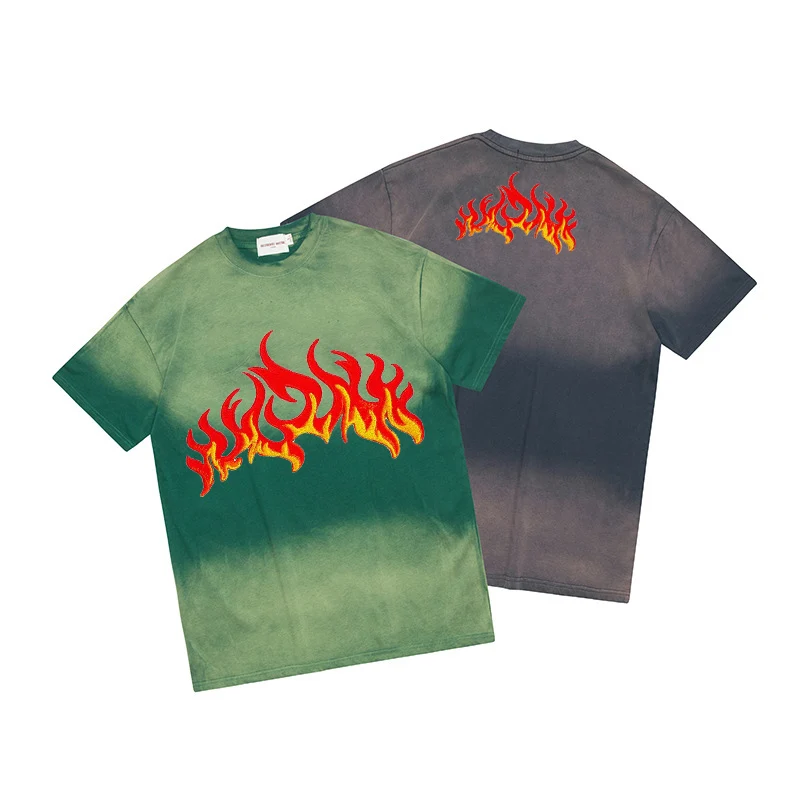 Высококачественные мужские негабаритные логотипы на заказ кислотные мойки футболки с пышными логотипами винтажные рубашки коротким рукавом