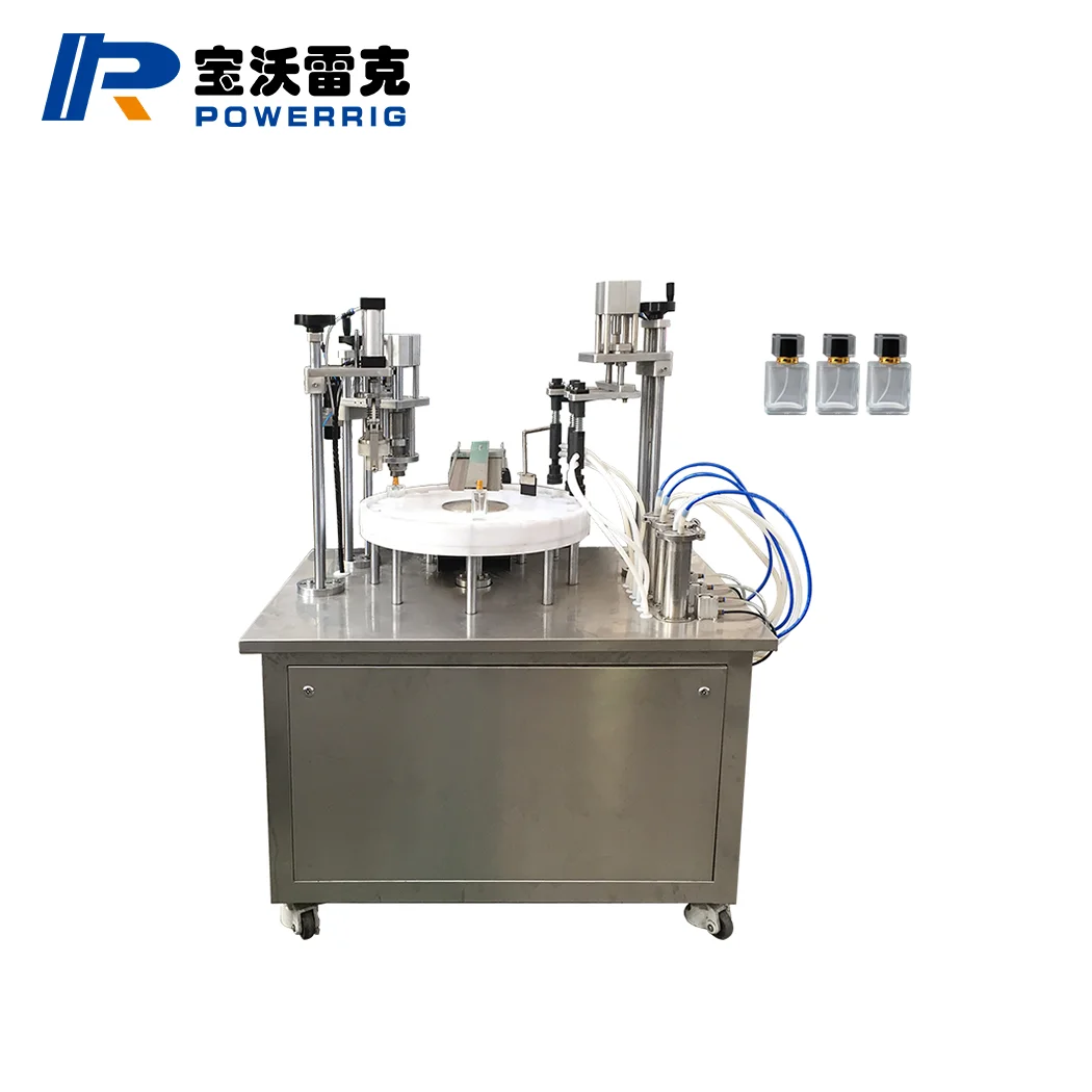 Automatic rotary bottle liquid vacuum perfume filling and capping machine