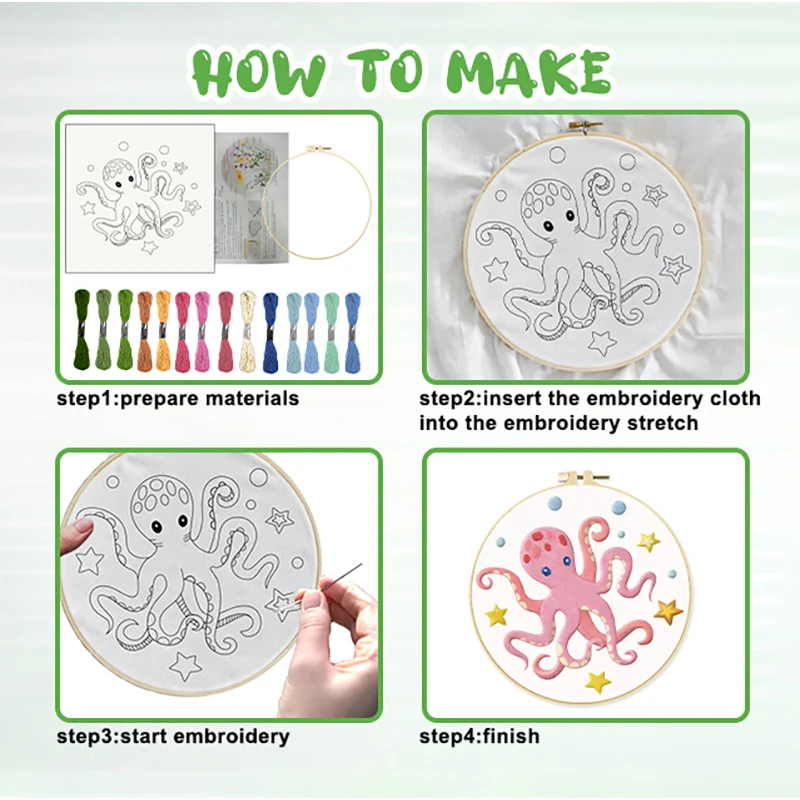Handmade embroidery crafts lovers punch embroidery kit diy custom cross stitch needlework flowers embroidery art kits for begin