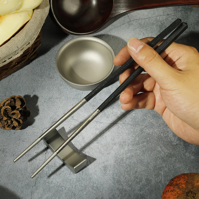 Outdoor Camping Cutlery Tableware with Storage Bag Travel  Portable Utensils Titanium Chopsticks