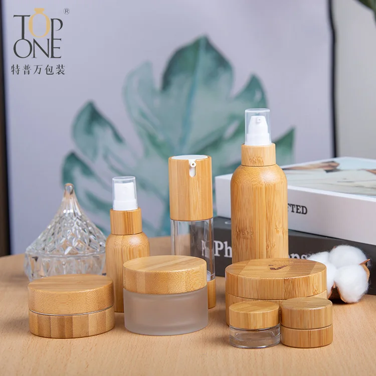 
Luxury cosmetic packaging massage cream aloe vera gel face cream refillable 5 40 g cream lotion cosmetic jar bamboo 