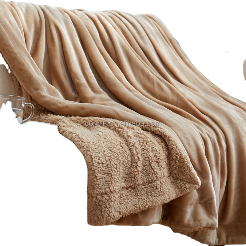 Super thick soft warm double layer Lamp Sherpa flannel fleece sofa throw blanket for bed