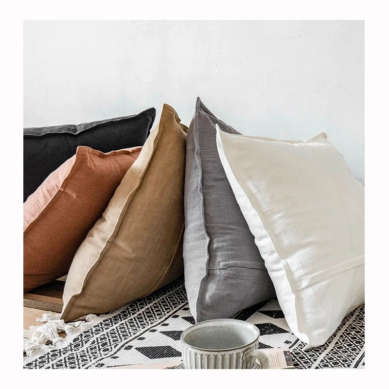 Wholesale home nordic style cotton linen poly mixed throw pillow case cushion cover