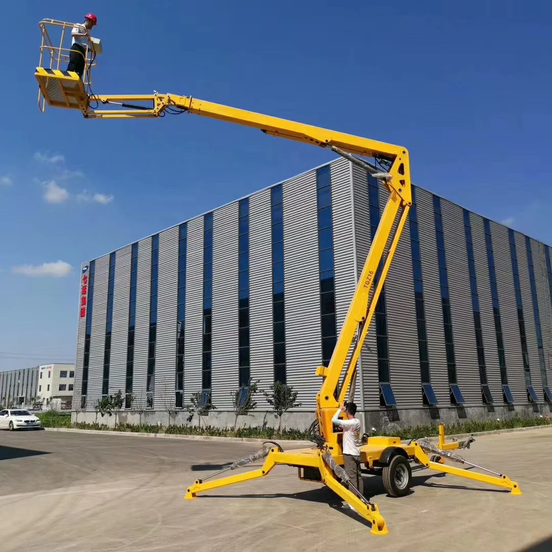10m tower crane articulated towable trailer lift  boom lift tables trailer