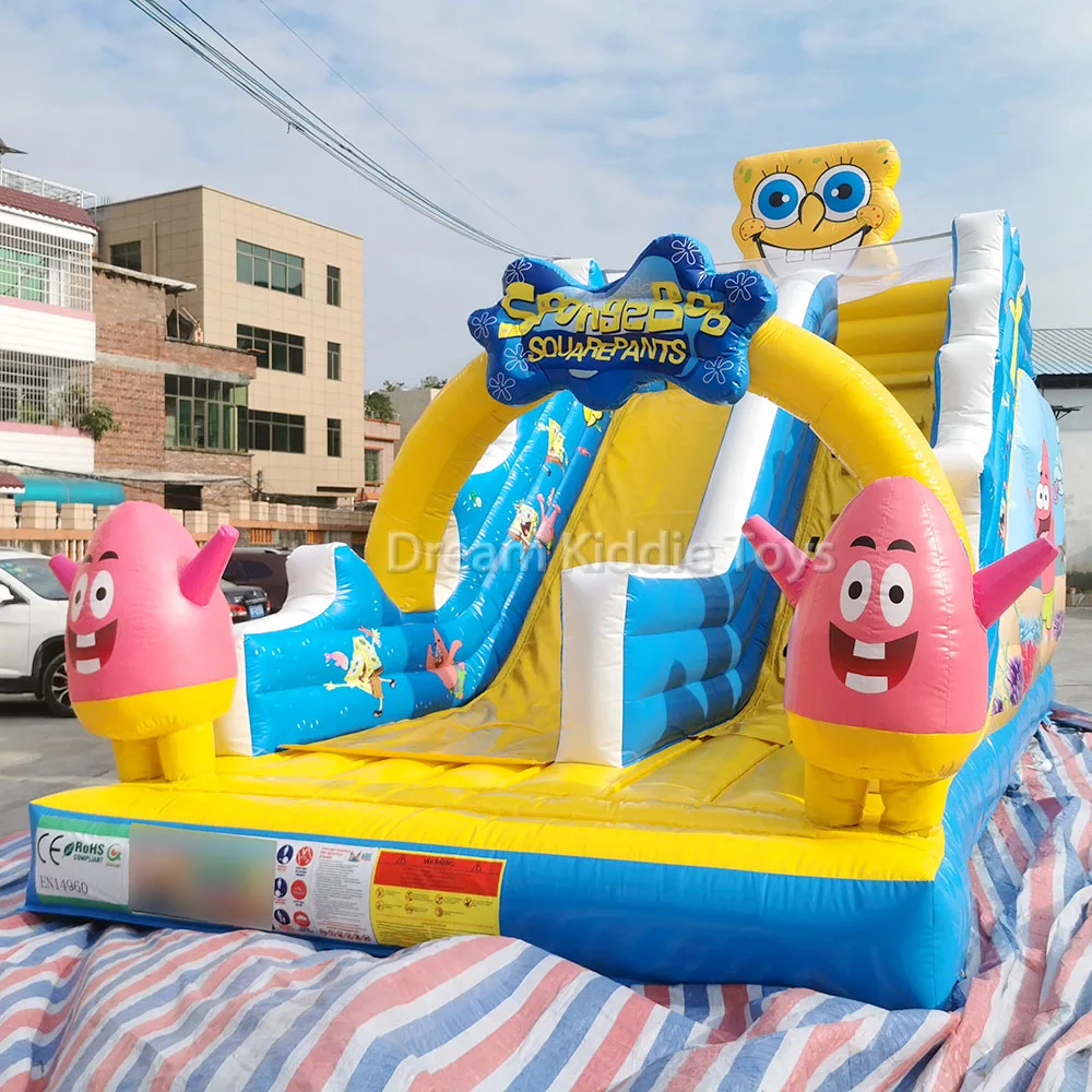 Commercial PVC Bouncy Castle Backyard Wet Dry Kids Waterslide Sponge Cartoon Inflatable Dry Slide Outdoor