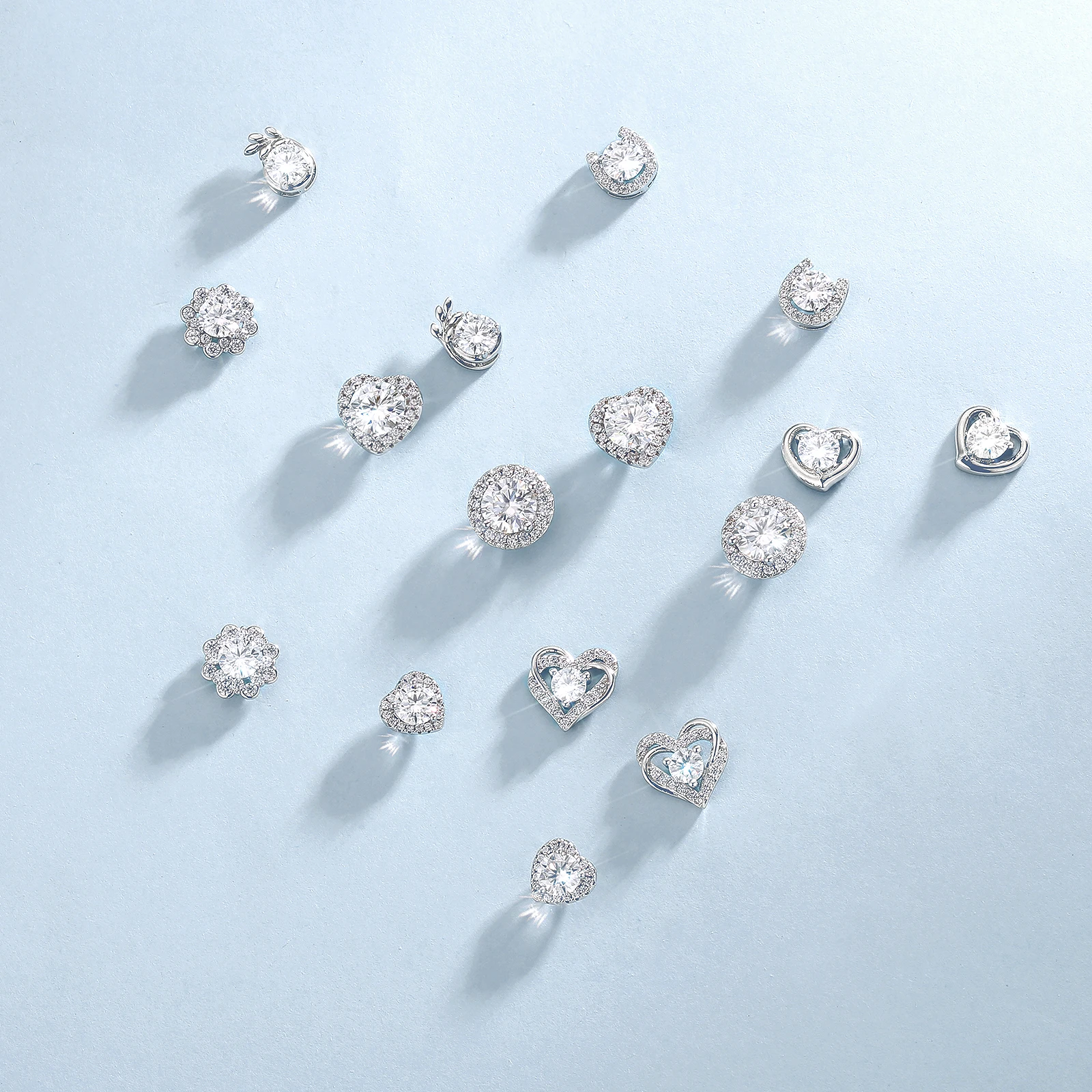 Moissanite Heart Stud VVS1 GRA Lab Created Diamond 925 Sterling Silver 14K White Gold Hypoallergenic Love Earring for Women