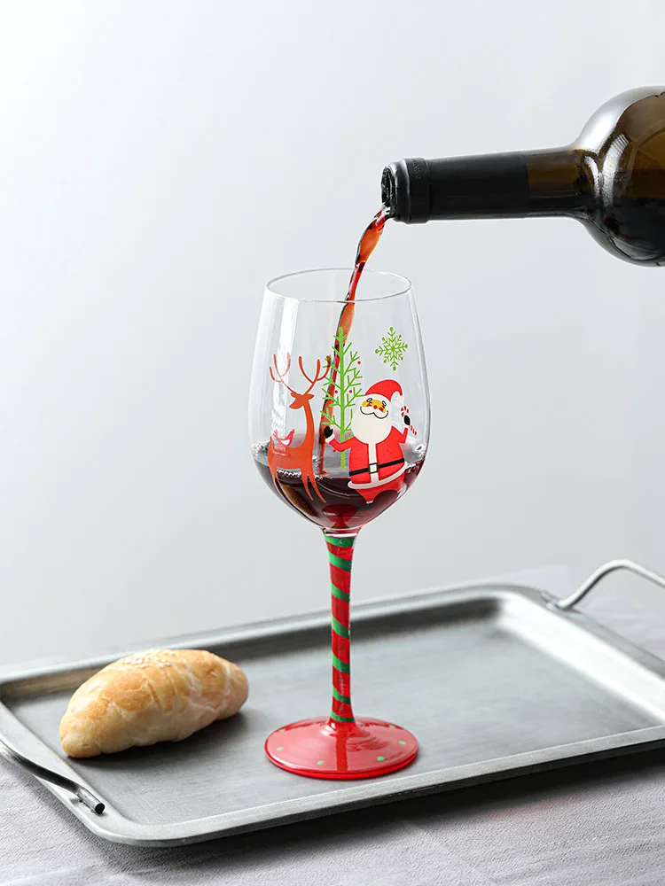 christmas goblet red wine glasses hand painted glass wine cup crystal luxury custom wine glass