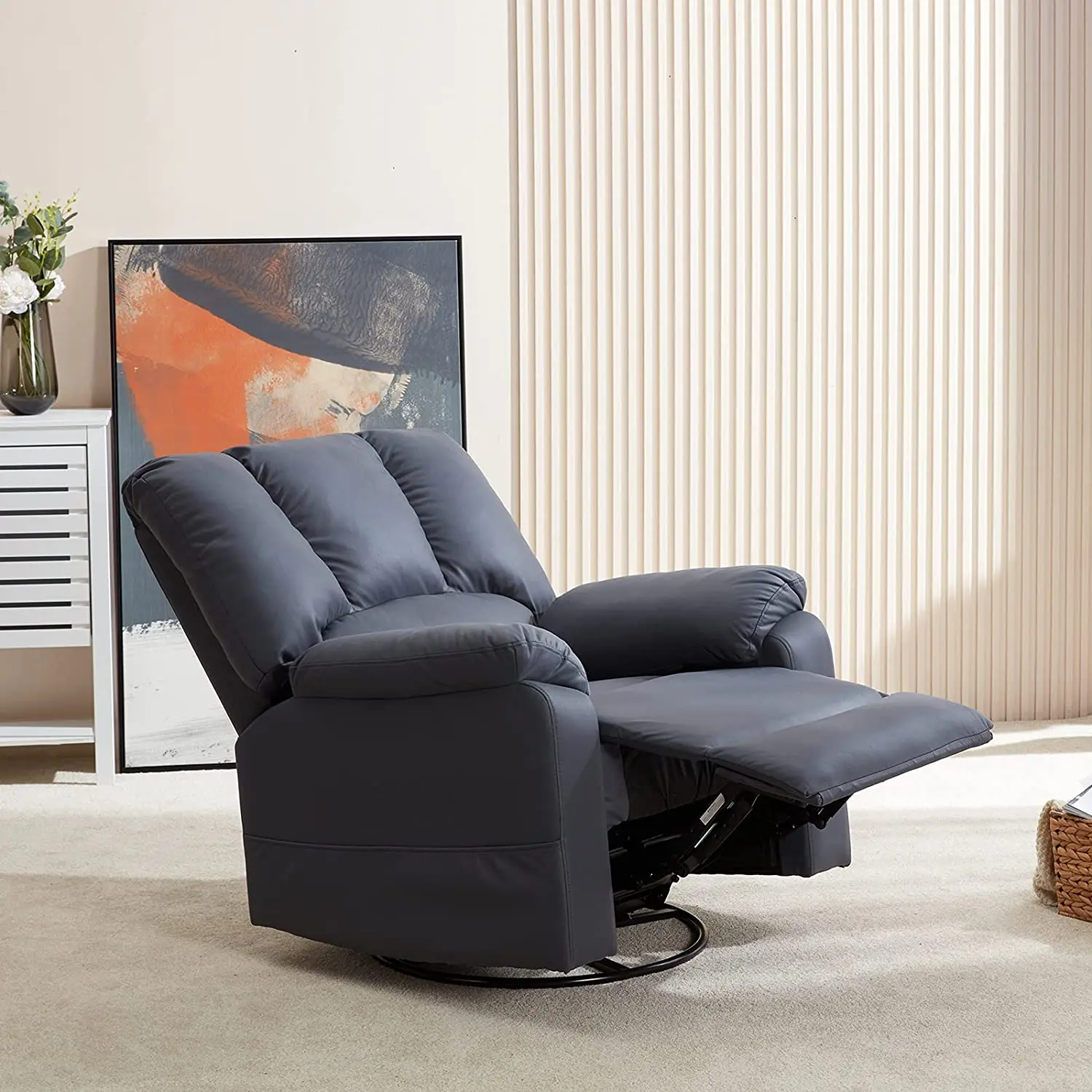 SANS Massage Heated Recliner Sofa Chair 360 Degree Swivel Rocking Recliner Chair for Living Room