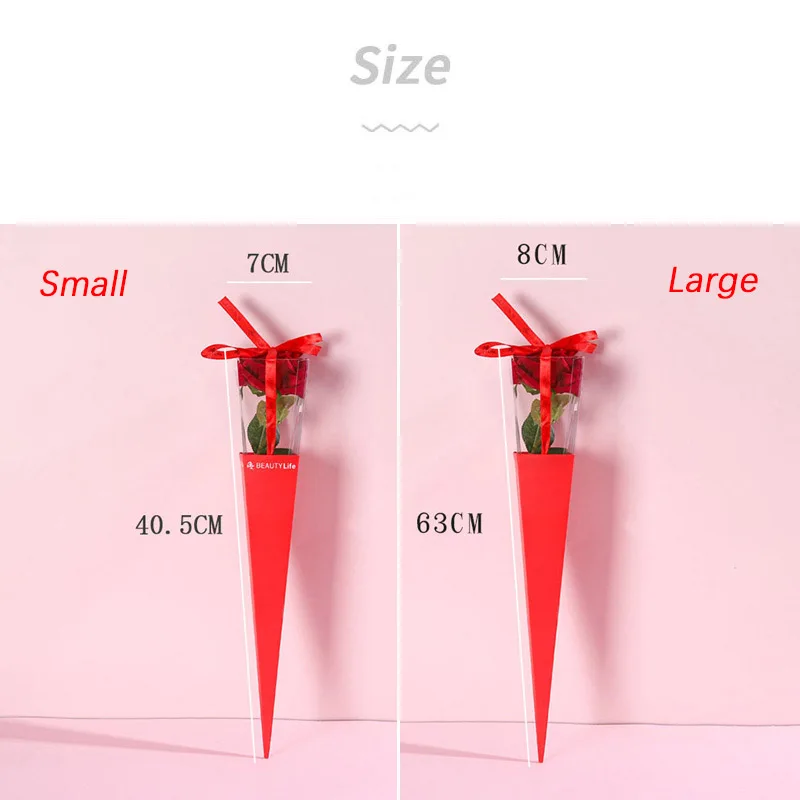 Одиночная коробка для розочек перерабатываемая Цветочная прозрачная пластиковая Цветочная втулка для цветочной упаковки