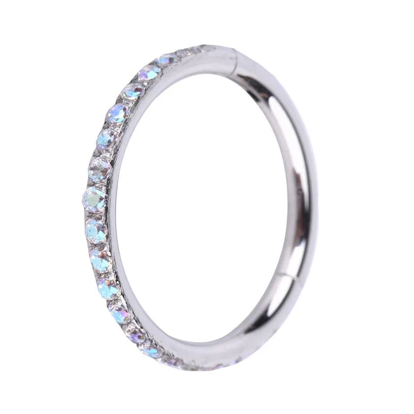 septum Clicker piercing Hoop Ring Hinged Segment nose Ring zircon piercing
