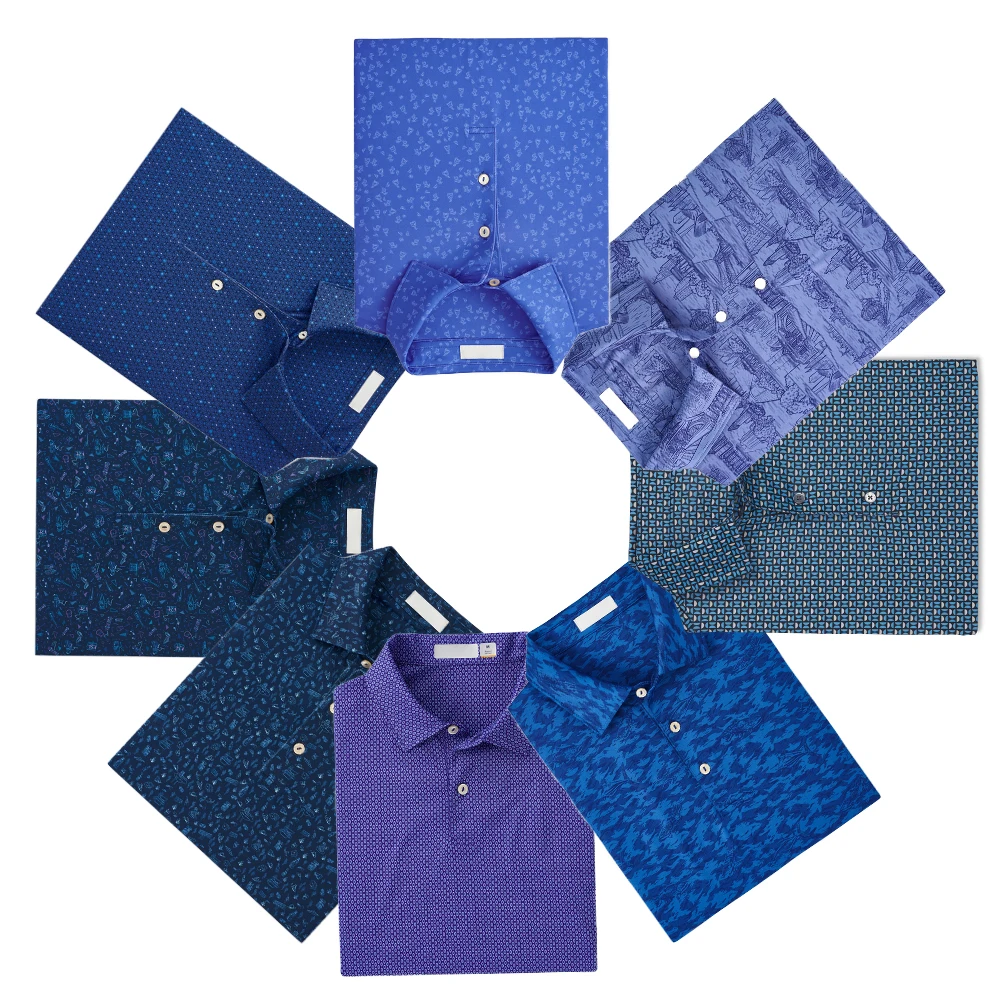 OEM high quality dry slim fit polyester spandex top sales mens golf shirts free sample custom logo floral print golf shirts