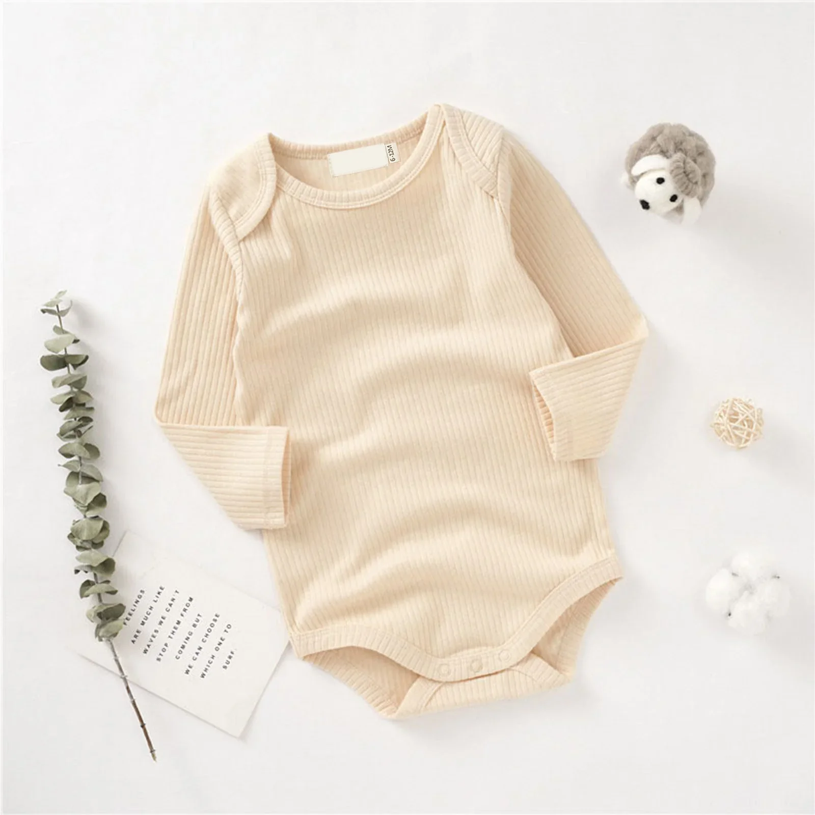 Wholesale Ribbed Cotton Spandex Long Sleeves Infant Romper Baby Boys Girls Clothing Baby Summer Bodysuit