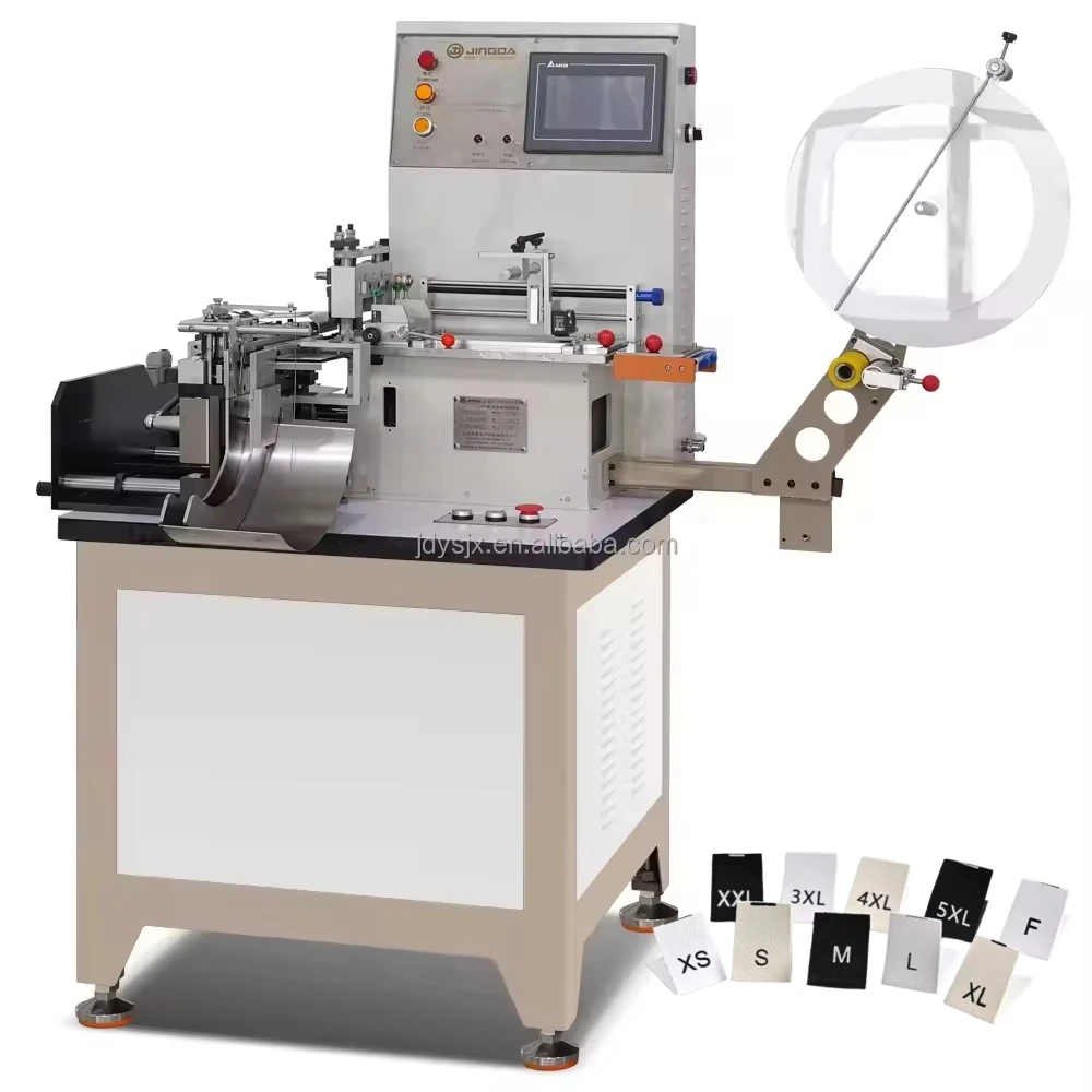 JZ-2816 Top Selling 80mm Width Fully Automatic Label Cutting and Folding Machine for Garment Wash Care Woven