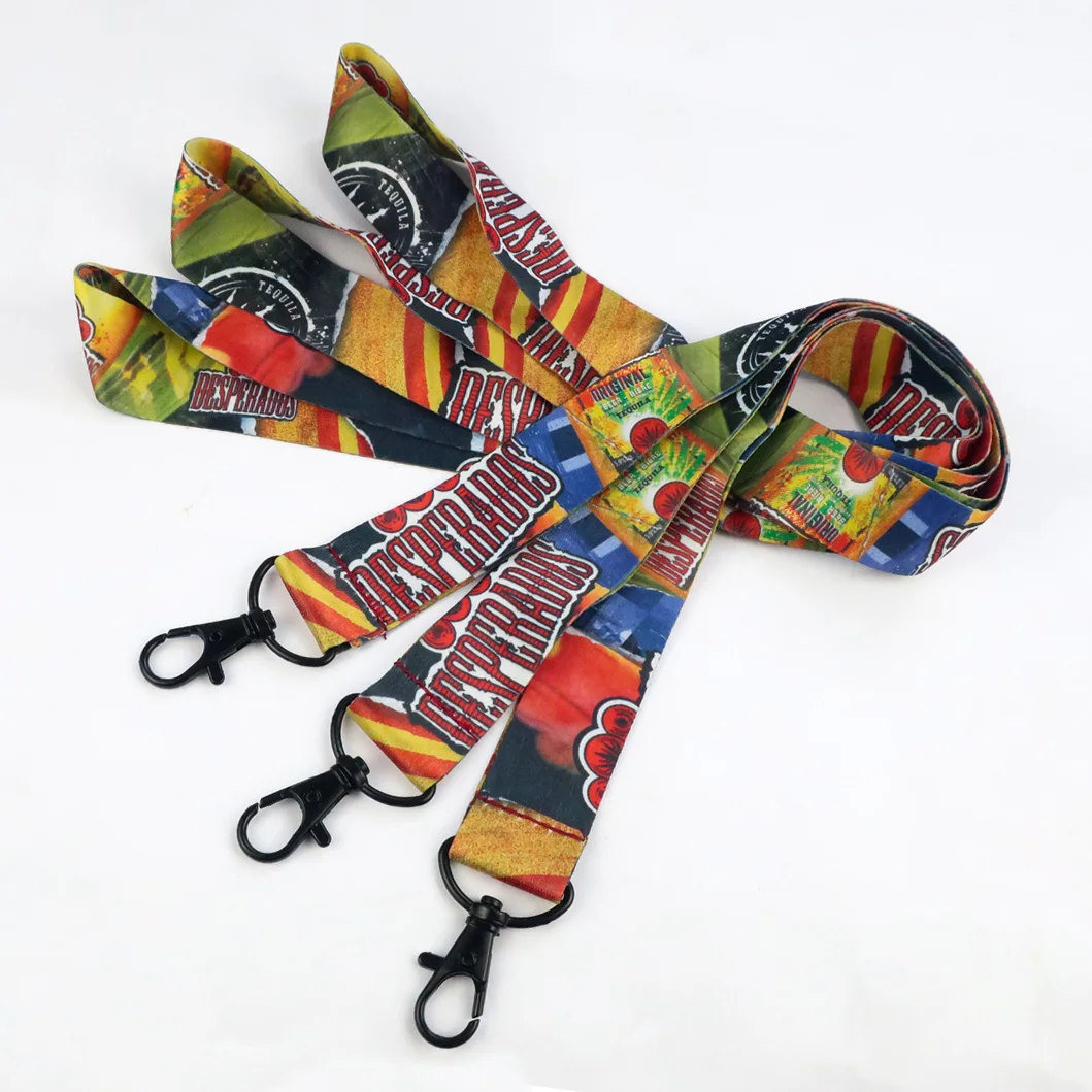 No minimum order custom wholesale printed adjustable polyester neck mobile phone strap lanyard