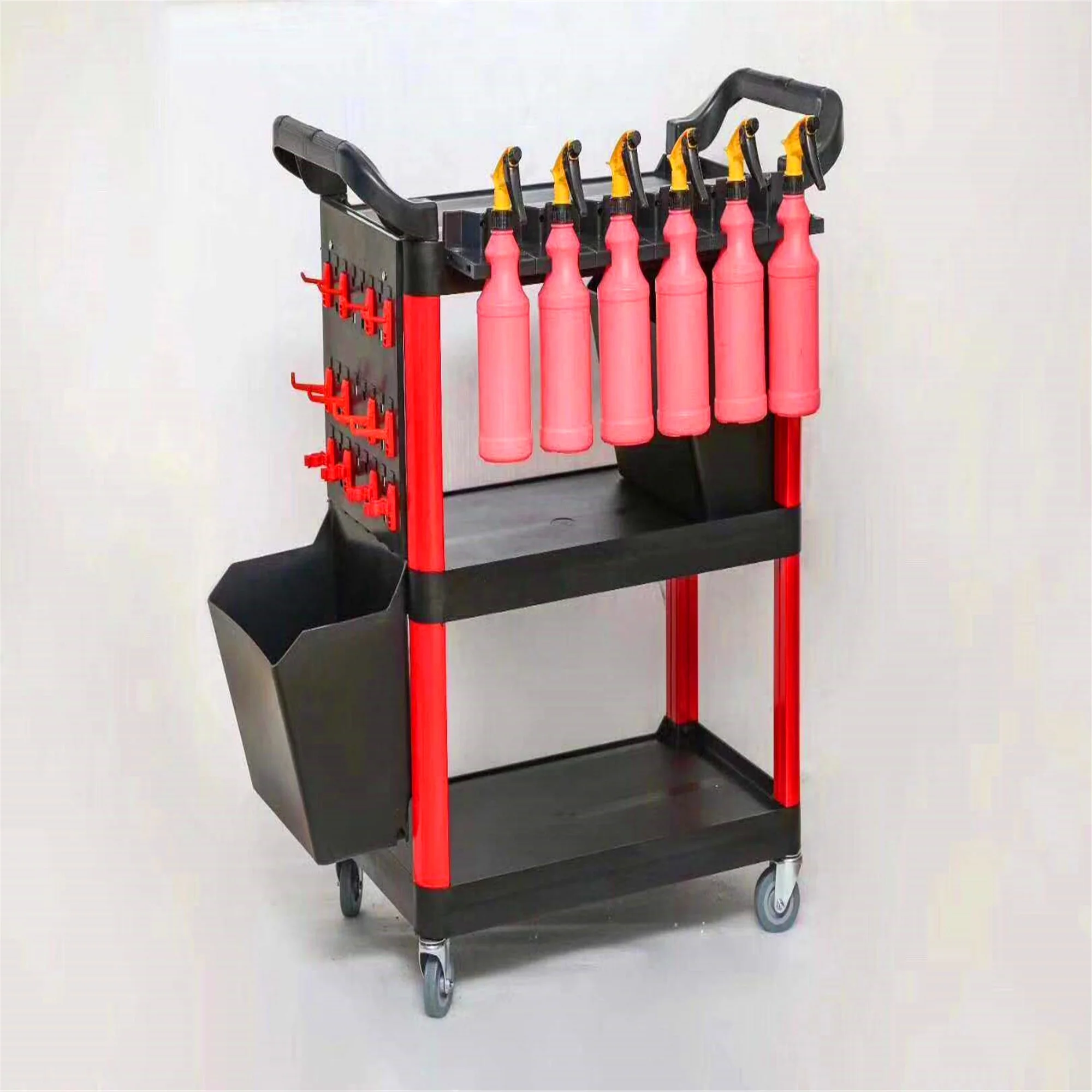 High Efficiency Tool Trolley Supermarket 3 Shelf Tool Cart Household Car Detailing Cart