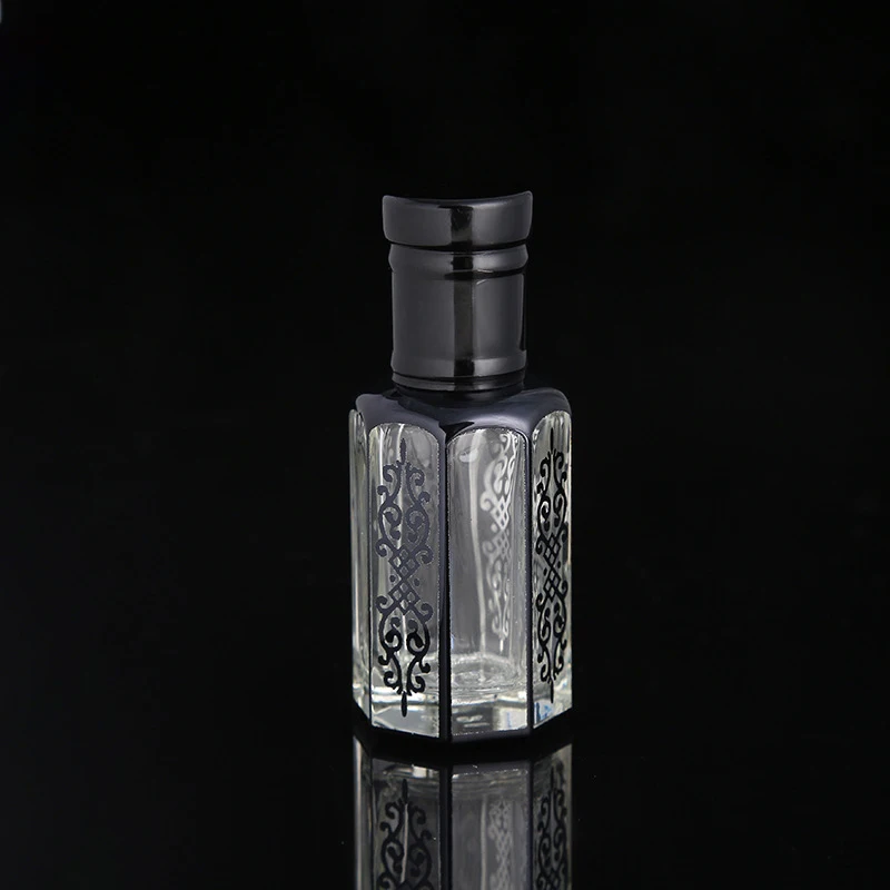 Empty High Quality Long Lasting Black Vintage Craft Gift Arab Egyptian Style Glass Rod Essential Oil Attar Bottle 3ml 6ml 12ml