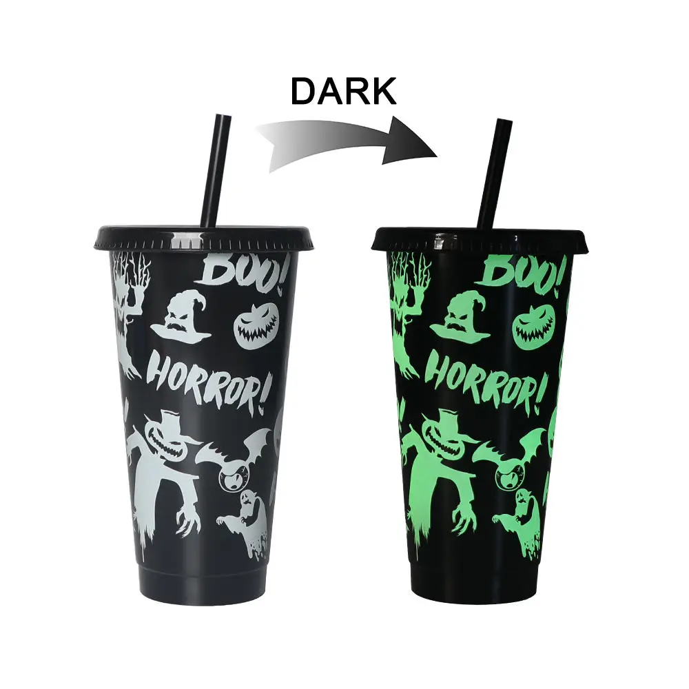 Customizable Gift Mug 24oz Reusable Party Coffee Cup Cold Plastic Color-changing Cartoon Water Bottle