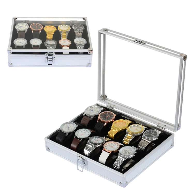 Luxury Aluminum Glossy Watch Packaging Box Watch Travel Case Eva