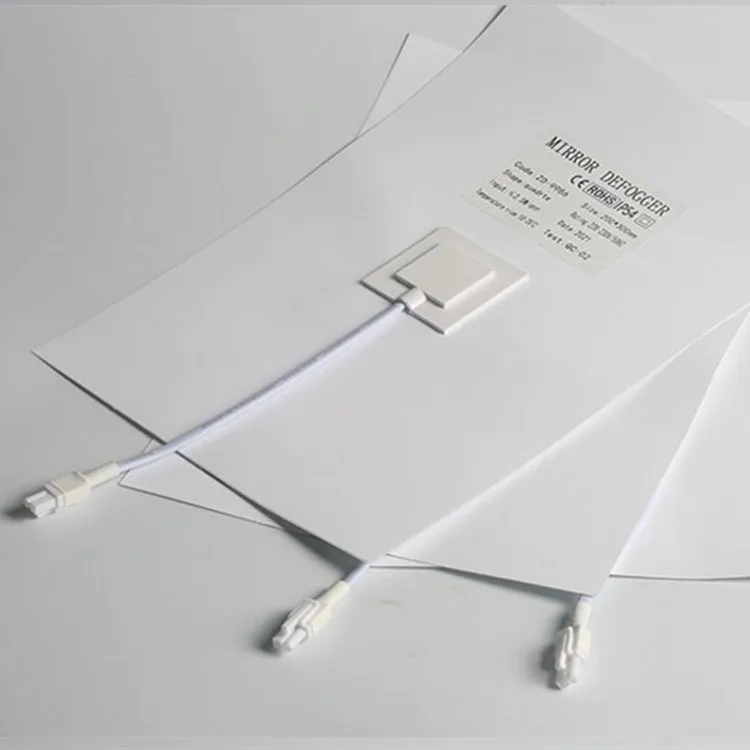 Customize Factory Mirror Glass PET 12V 110V 220V Heating Film Defogger Pad Anti-fog Sticker Mirror Defoger