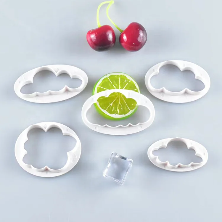 5Pcs Cloud Shape Plastic Cookie Cutter Fondant Embosser Cake Decorating Tools