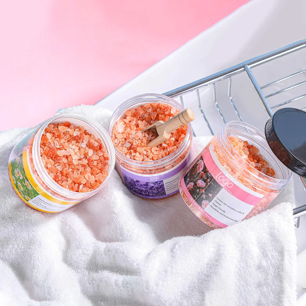 Private label bulk low moq ball epsom rose vegan himalayan lavender organic bath salts with flowers