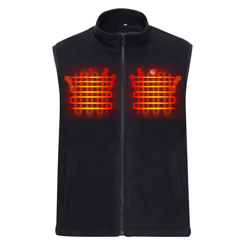 Winter Heated Polar Fleece Vest USB Battery Charging Back Heating