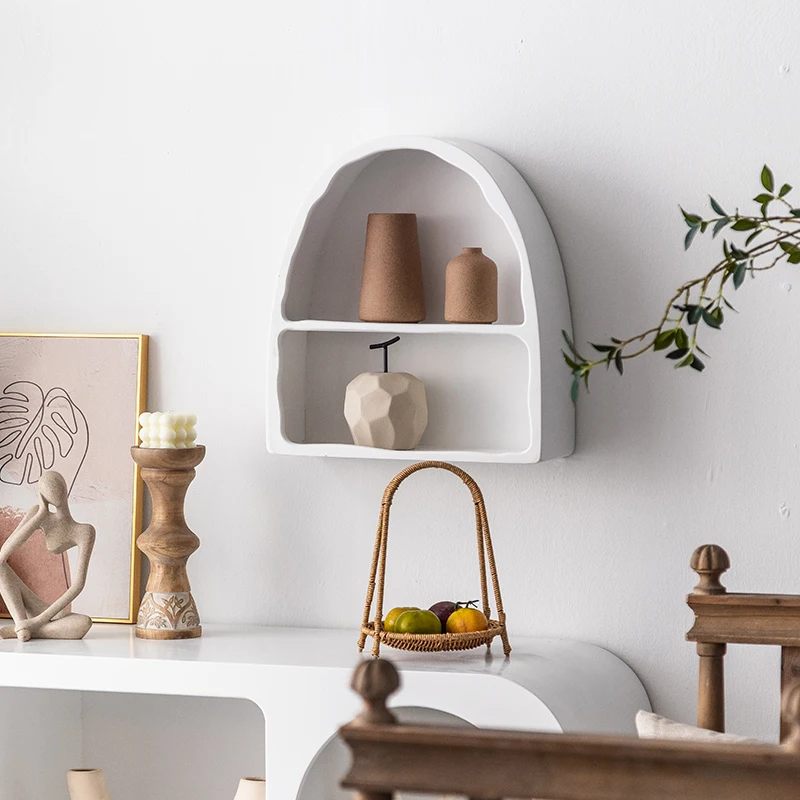 Modern Living Room Hotel Bathroom Arch Storage Rack White Floating Make-Up Organizer Small Wall Mount Cabinet