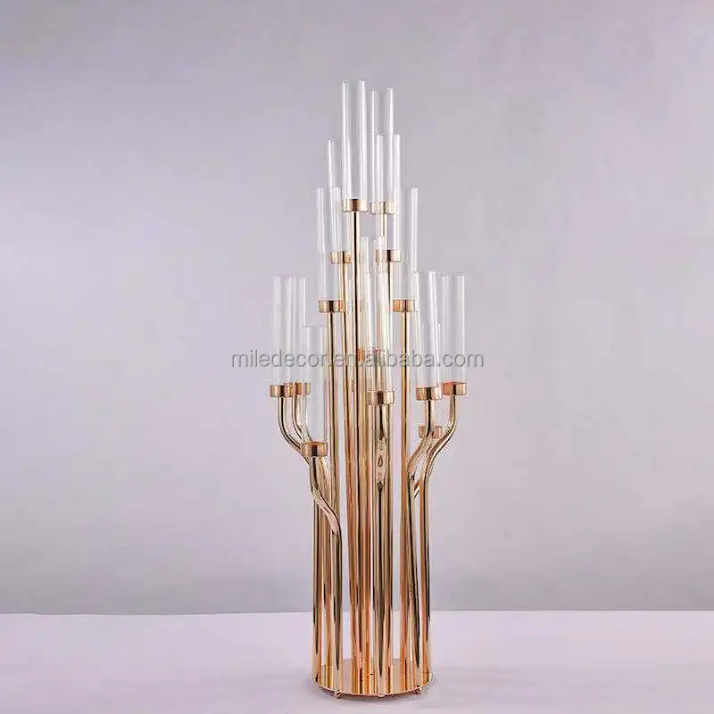 Unique Design Modern Candle Candelabrum Gold Metal Wire Candle Holders For Wedding Decoration
