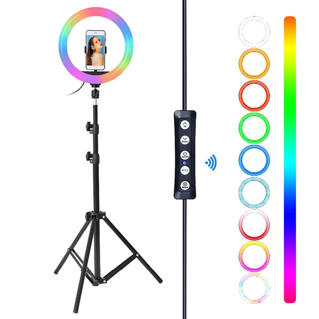 Оптовая продажа 10 дюймов RGB заполнить кольцевая лампа с штатив-Трипод стойка для макияжа видео дистанционного управления фотосъемкой 26 см кольцевой осветитель на светодиодах (LED)