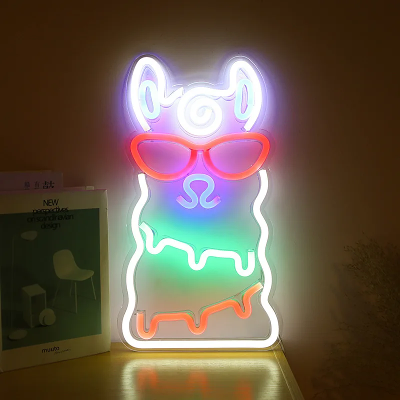 Hot Selling Baby Night Light Alpaca Led  Neon Light for Party Celebration and Room Decoration