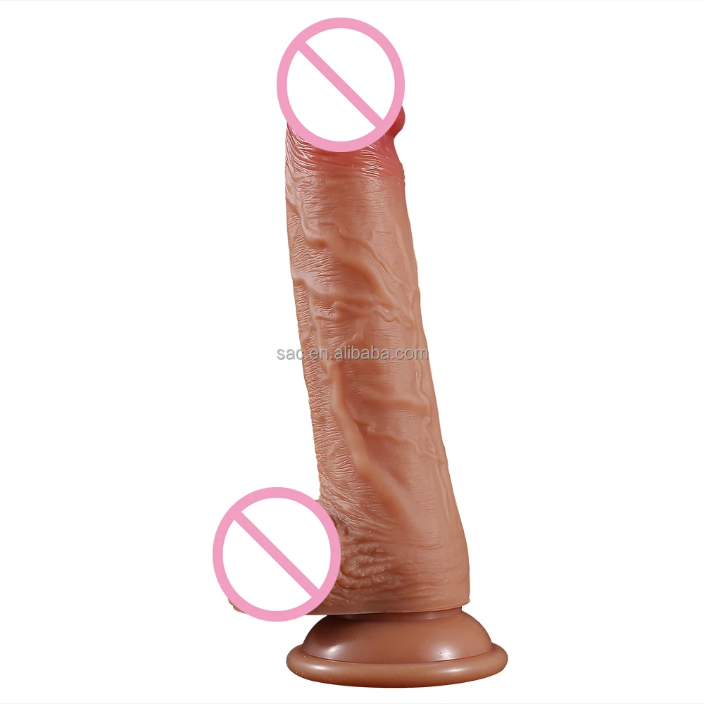 SacKnove Women Big Penis Sex Toy Masturbating Flexible Mushroom Head Rubber Blue Vein Real Skin Double Liquid Silicone Dildo