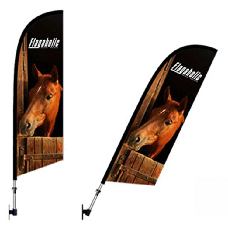 custom flying banner beach flag pole with spike base wall-mounted banner bracket for advertising flag