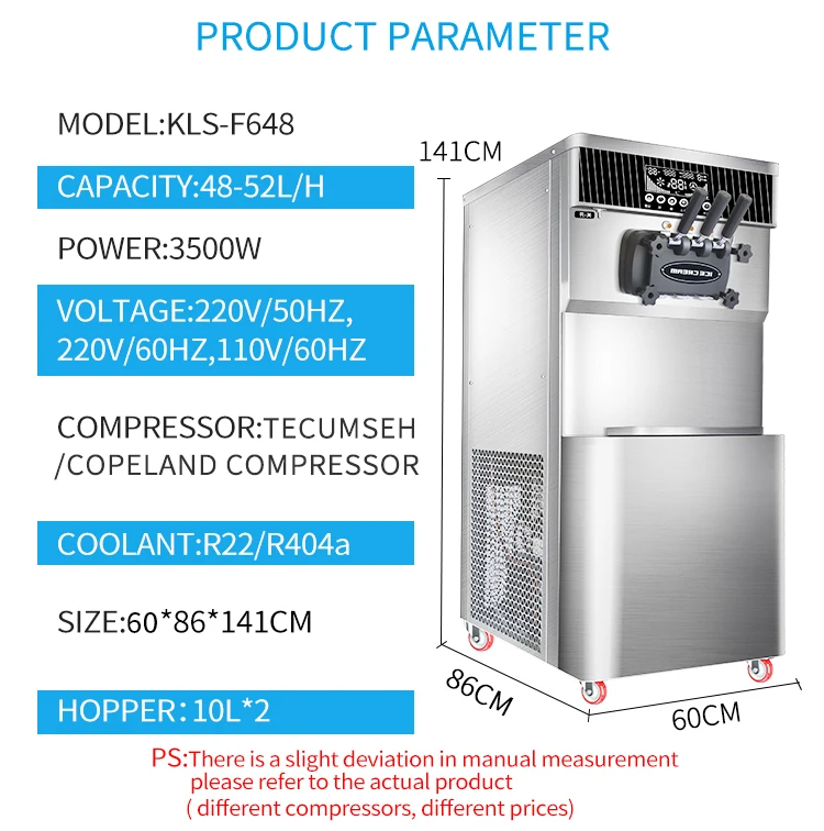 KLS-F648  Big Capacity Electric Stainless Steel With Precooling Commercial machine of ice cream Factory Price