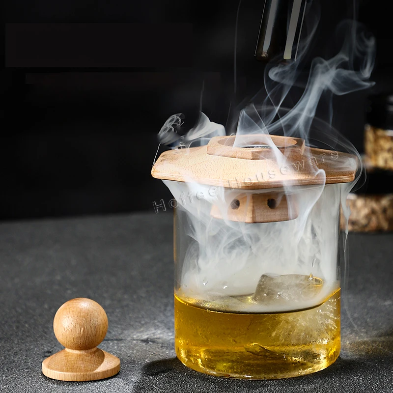 Old Fashion Smoke Top Cocktail Smoker Kit With 4 Cans Wood Chips Bar Tools Cocktail Chimney Smoker Set