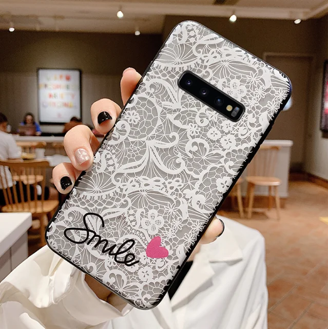 Fashion Sexy Lace Pattern Printed Plastic Back Phone Case For Samsung Note10 9 8/S8 S9 S10 Plus Case