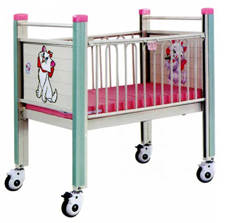 Hospital furniture manual baby cots cribs Medical children bed With Powder coated steel bed frame