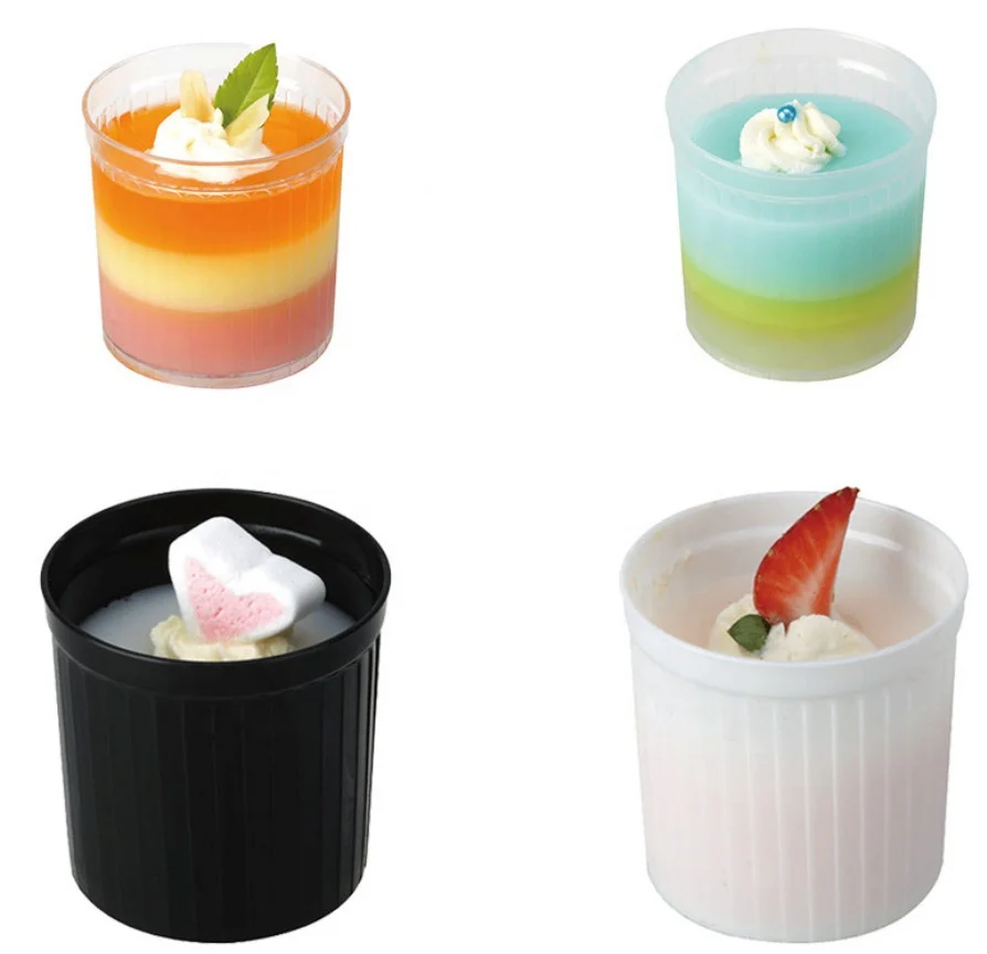 130ml 135ML Round Mousse Cake Cup Glass 5oz Jelly Mousse Pudding Cups Plastic with Lid  for Jelly Ice Cream