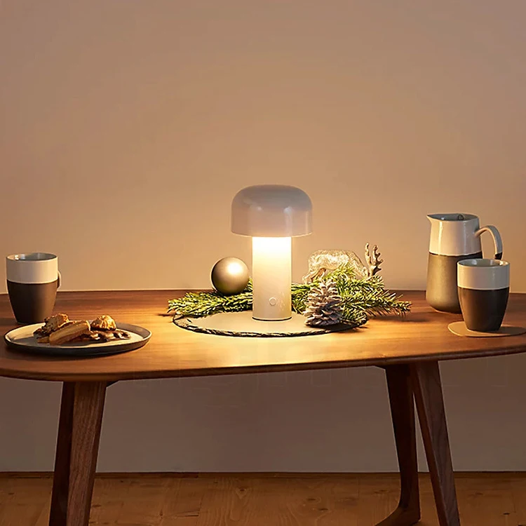 Mushroom Creative Small Table Lamp Rechargeable Cordless Touch Dimming Mini Night Light Bar Restaurant Hotel Led Table Lamps