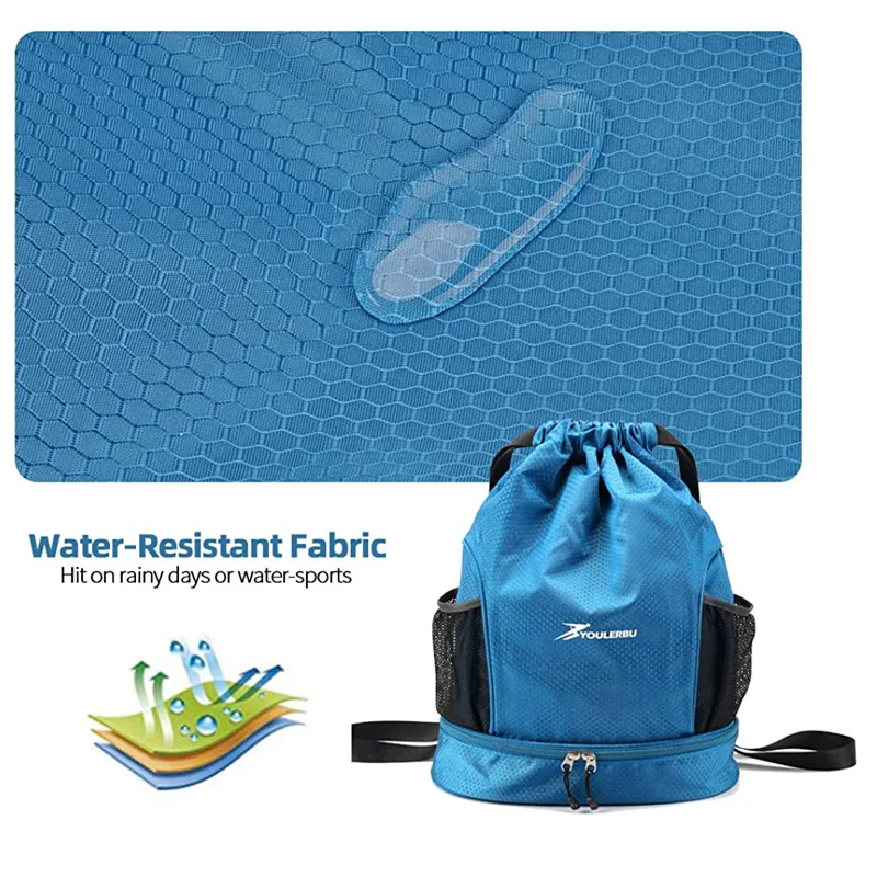 Dry Wet Separation Backpack Bag With Shoe Compartment Heavy Duty String Bag Sports Beach Bag Backpack