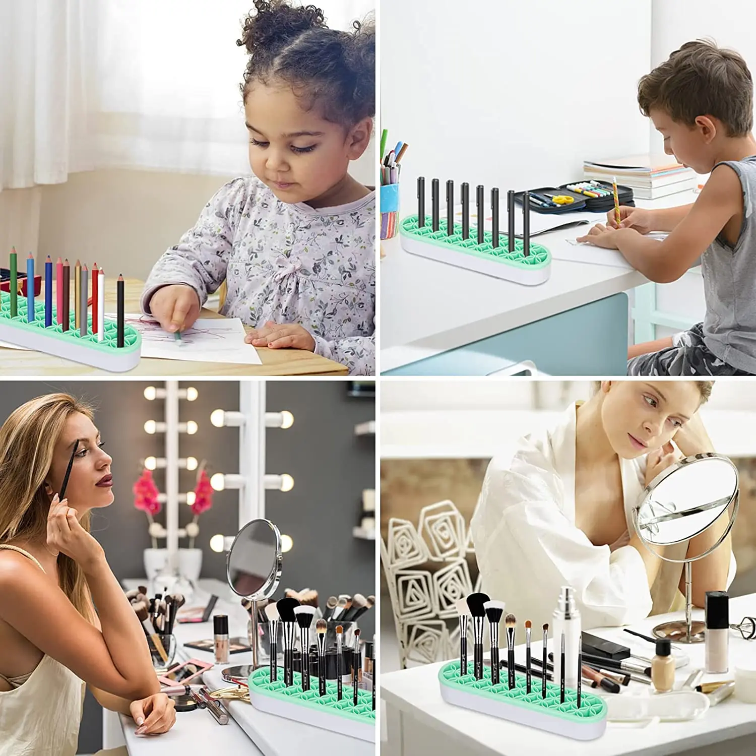 Silicone Makeup Brush Holder, Multipurpose Beauty Tool Organizer Make up Brush Storage Stand for Painting Pen Brushes