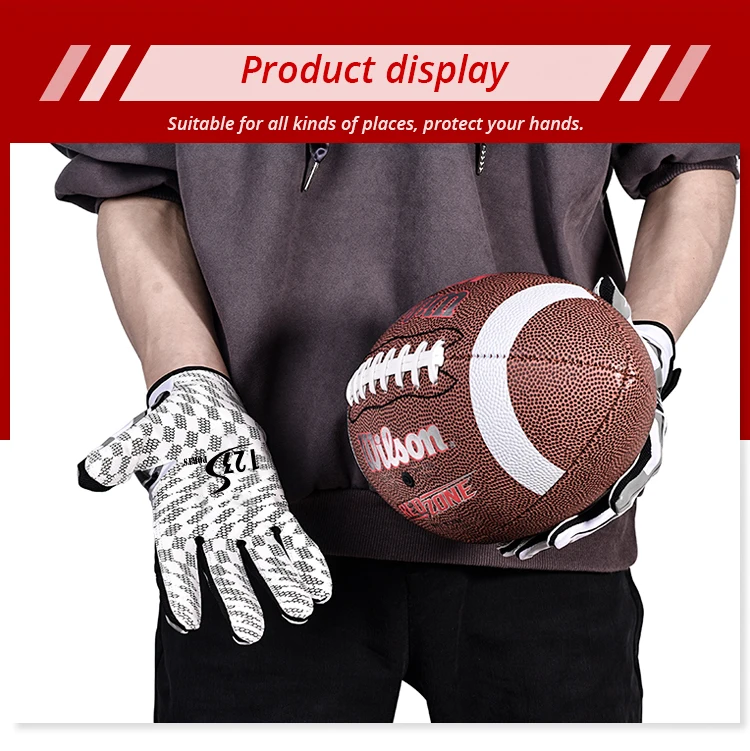 Factory Price Custom Sports Receiver Glove Football Gloves Youth Sublimation American Football Gloves