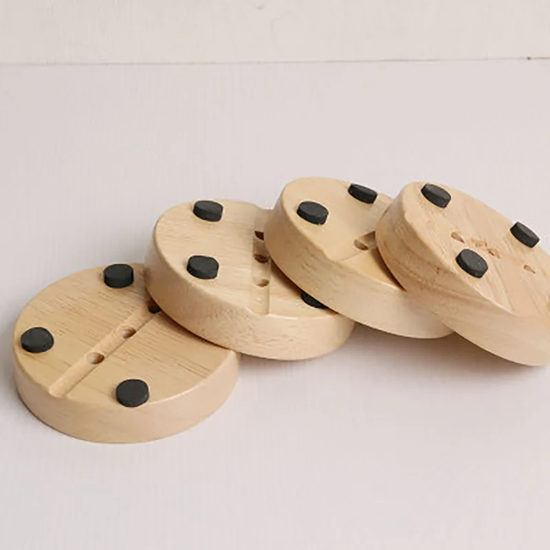 Bathroom Wooden Soap Case Holder Sink Deck Bathtub Shower Dish Round Hand Craft Natural Wooden Holder for