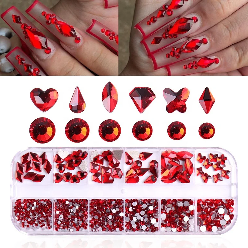 New Colors Crystal AB Rhinestones Nail Art Decorations Mixed Size Aurora Shiny Flat Back Nail Stones Box Kit Accessories