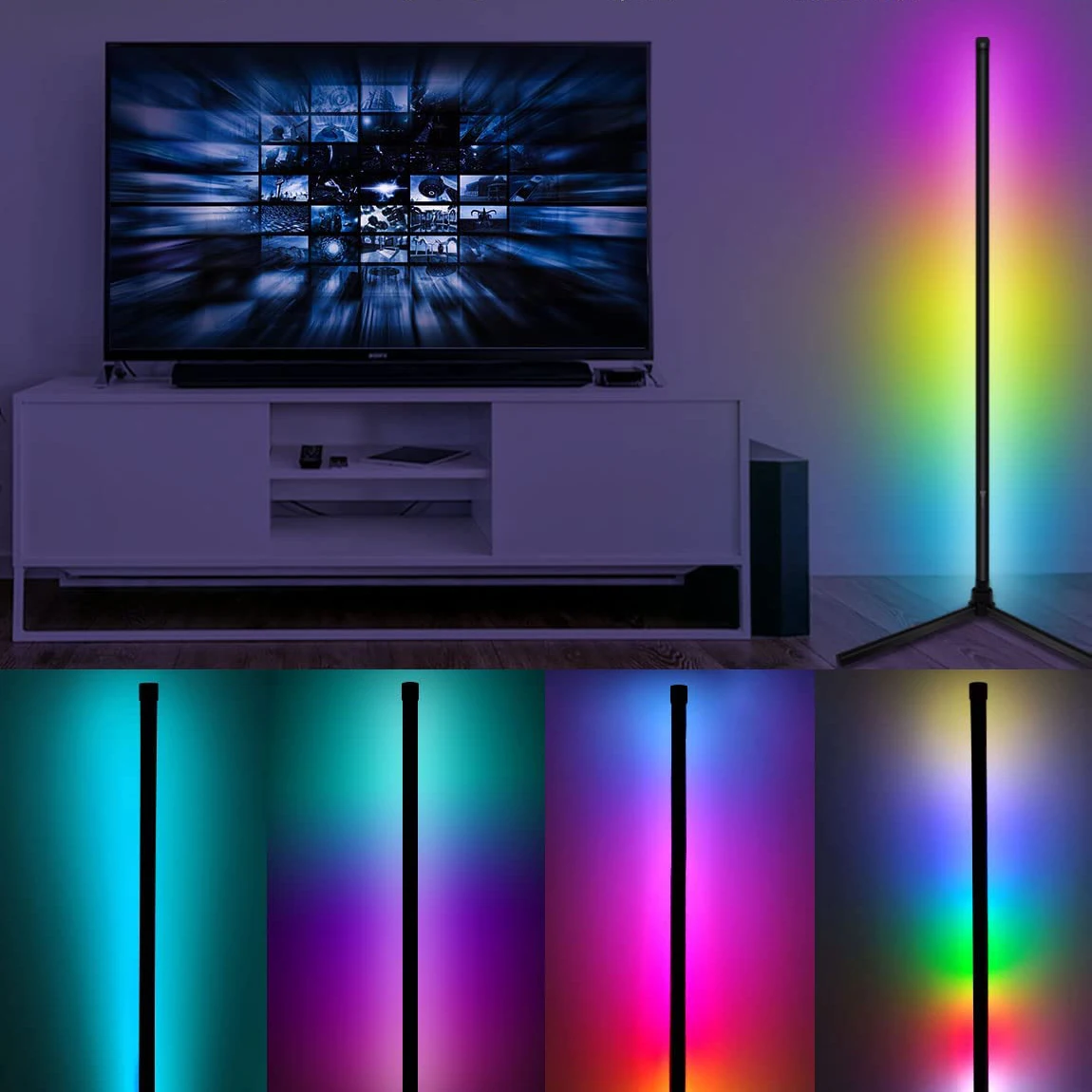 Modern bedroom black led simple floor light  base color changing minimum corner stand smallest corner rgb lamp
