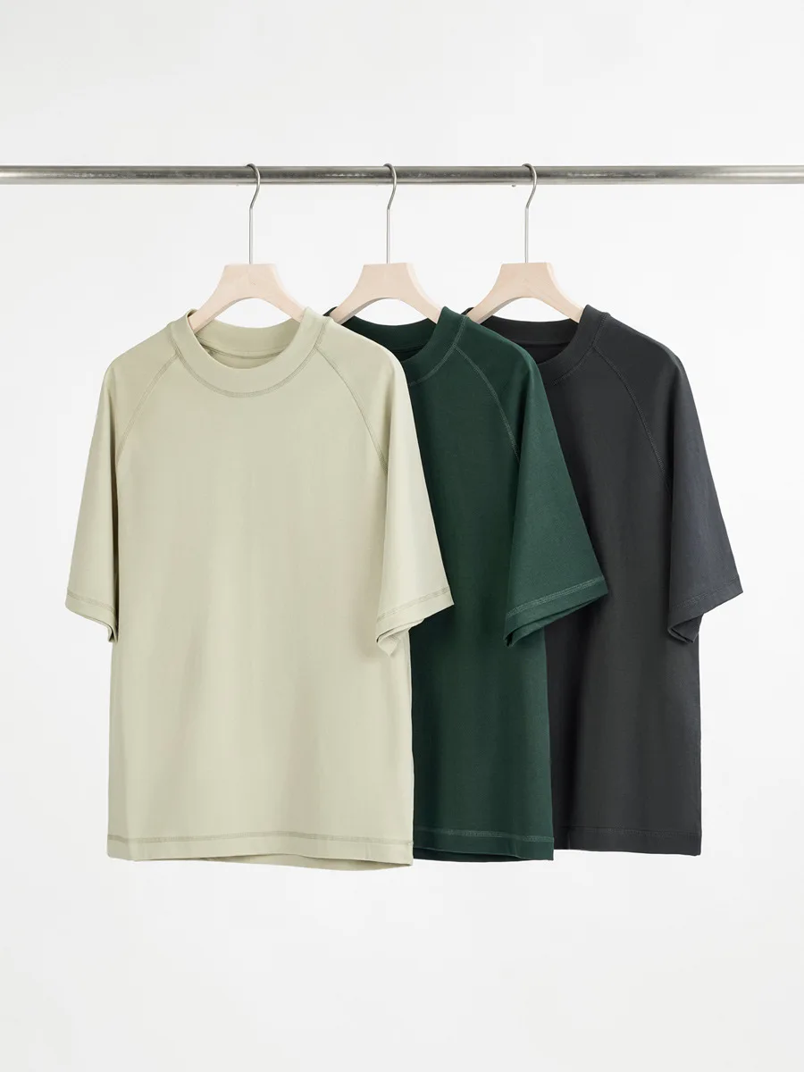 Custom logo high gsm 300gsm raglan sleeve boxy t shirt 100% cotton blank plain heavyweight digital print tshirt for men