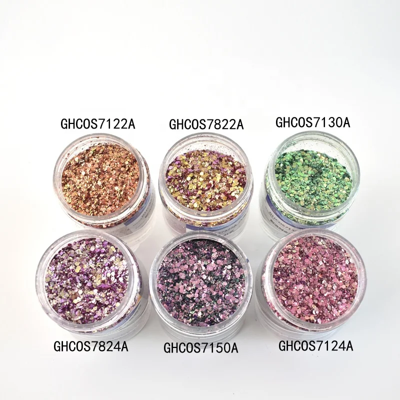 Hexagonal irregular mixed Glitter Powder Eco-friendly PET Solvent Resistant Cosmetic Grade Nail Art Eyeshadow Glitter Pigment