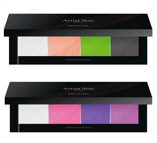 Private Label Square Colorful Shimmer Eyeshadow Waterproof Pigmented Purple PInk Green 4 Color Glitter Eyeshadow Powder Palette