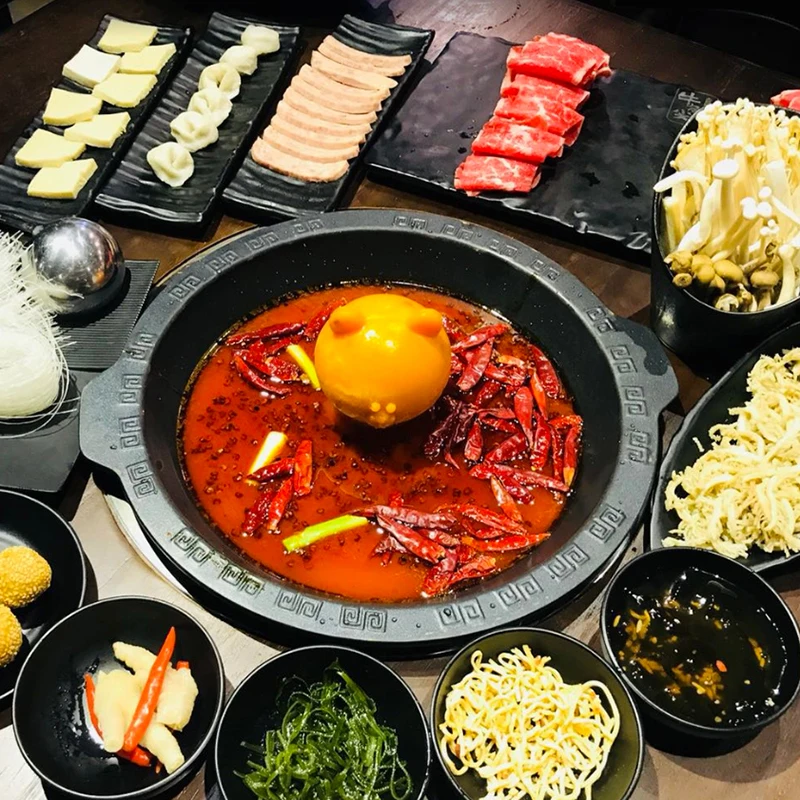 Lift-able commercial smokeless hot pot table wooden table top for restaurant